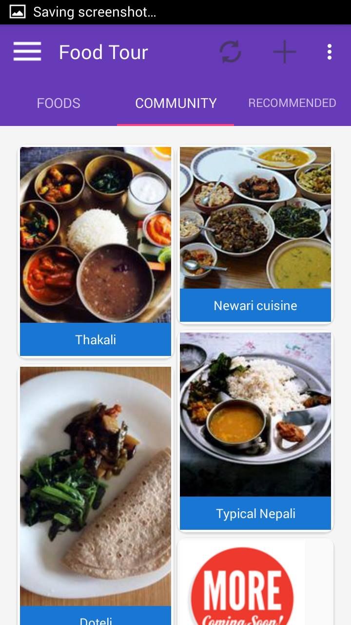 Food Tours Nepal app screen showing regional cuisines