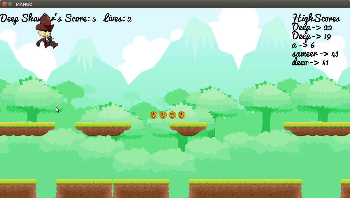 Jungle Run gameplay with a character jumping between platforms and collecting items