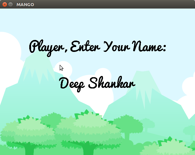 Jungle Run start screen asking the player to enter a name