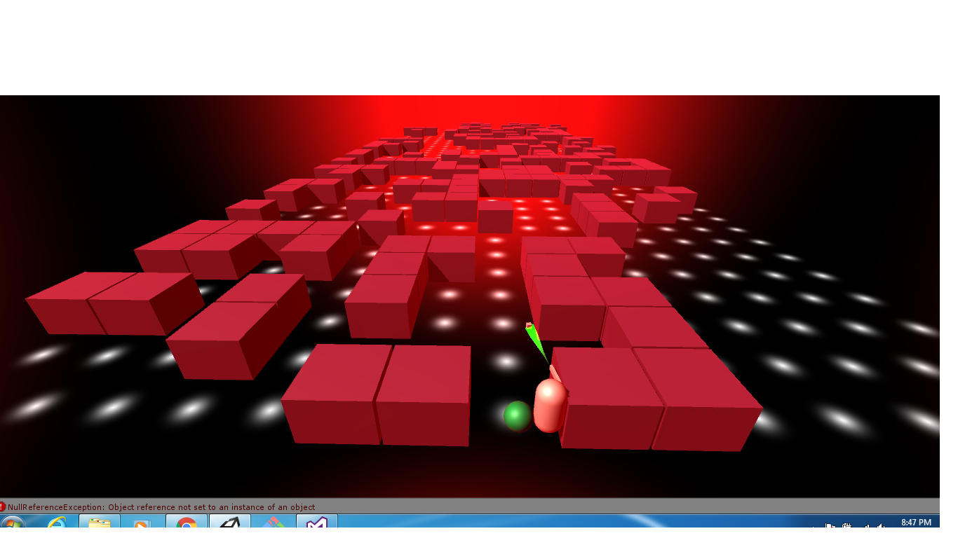 Red maze environment prototype with illuminated paths